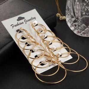 6PCS Steampunk Gold Color Big Hoop Earrings