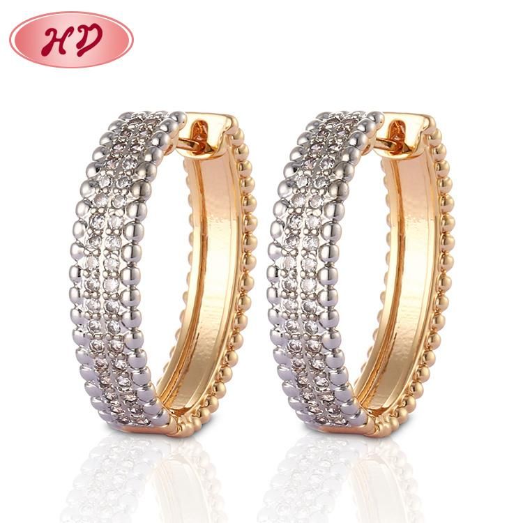 Women Costume Imitation Fashion 14K 18K Gold Plated Jewelry with CZ Pearl Huggie Hoop Earring