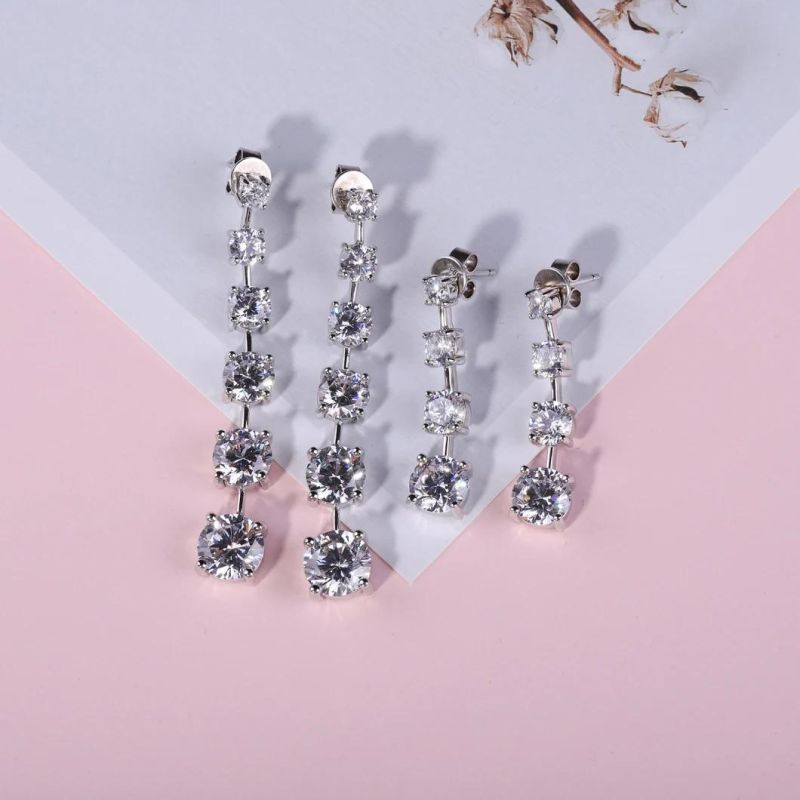 Fashion Jewelry 925 Sterling Silver Diamond Earrings Jewelry