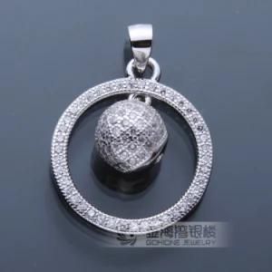 Rhodium Plated Circle 925 Sterling Silver Bead Charm Pendants Rotary Design