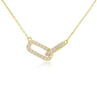 2022 New Design Fine Jewelry Interlocking Rectangle Geometric Clavicle Present Pendant Couple Necklace