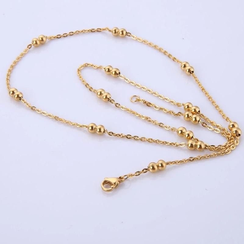 Stainless Steel Jewelry Flat Cable Chain with Double Beads