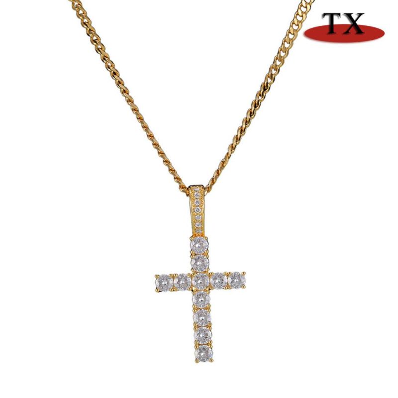 European and American Hip Hop Cross Pendant Necklace Bling