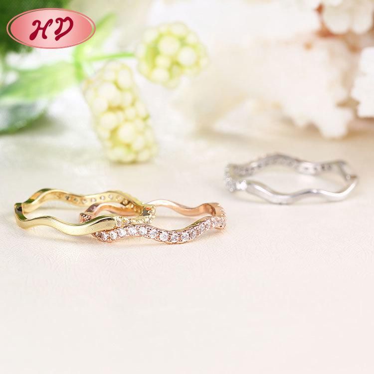 18K Rose White Gold Plated Fashion Costume Imitation Silver Wedding Finger Charm Rings Jewelry for Women