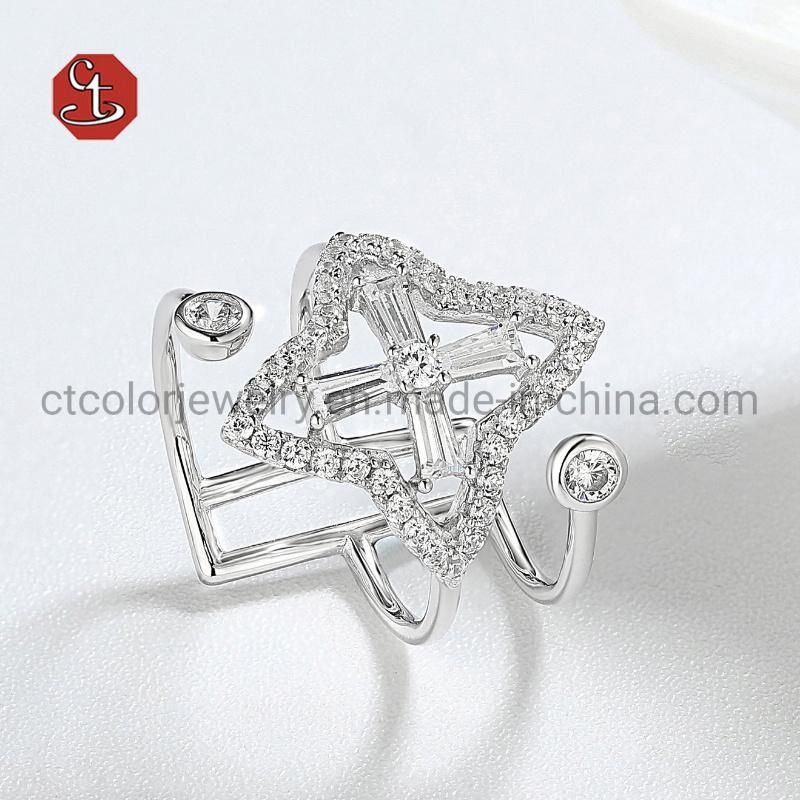 New Style Prong Set Silver Ring Fashion Jewelry Silver Jewelry