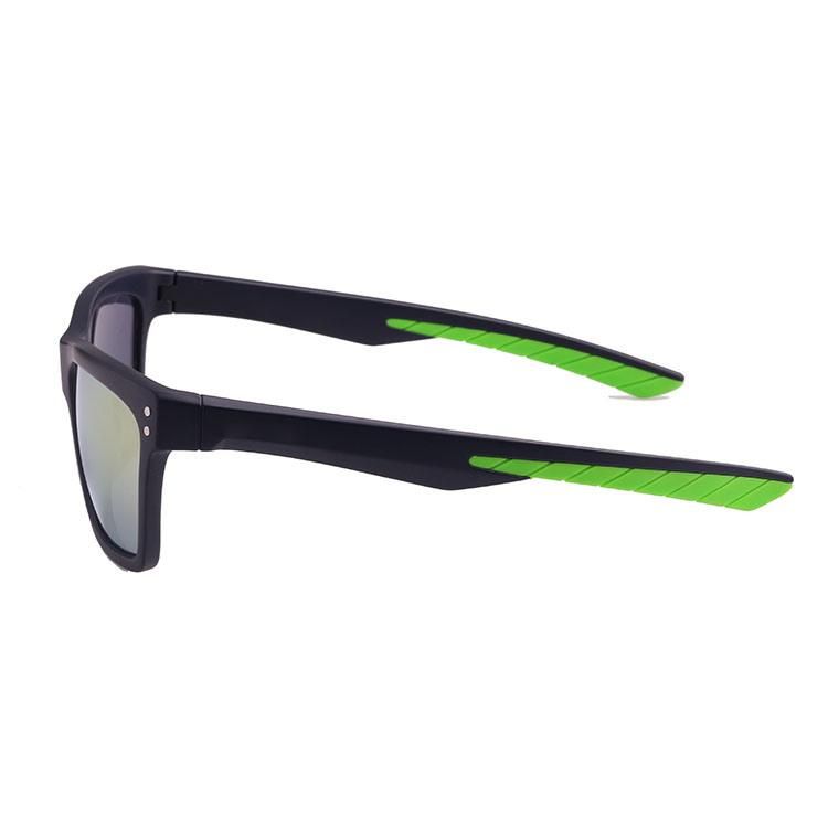 Matte Black Frame Mirrored Lens Sports Sunglasses