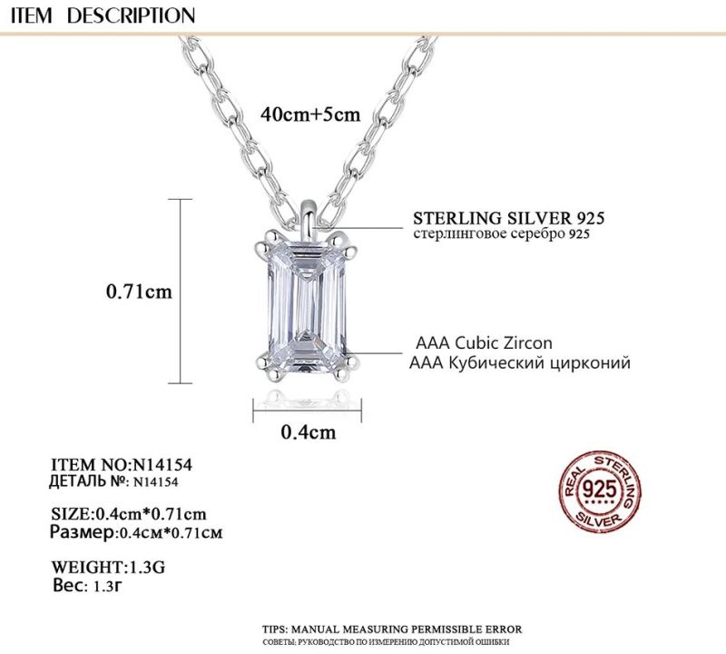 Fashion Creative Transparent Cuboid Crystal Zircon Chain Necklace