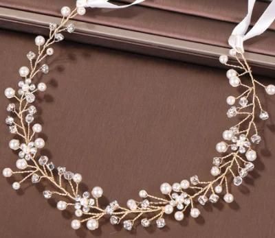 Bridal Crystal Pearl Headband Hair Vines Headpiece