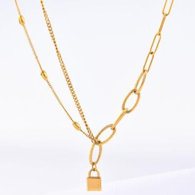Wholesale Fashion Jewellery Gold Plated Stainless Steel Jewelry Pendant Layered Necklaces