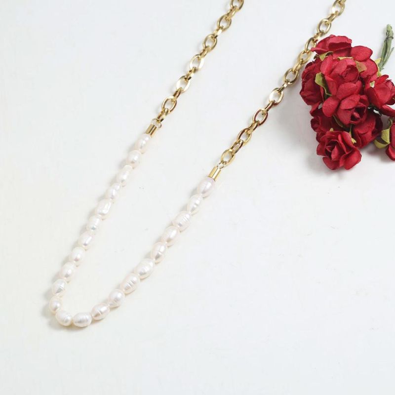 Factory Customized Fashion Jewelry Gold Filled Jewelry Stainless Steel Freshwater Pearls Necklace Charm Necklace