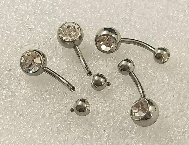 Fashion Jewelry Body Piercing G23 Titinaium ASTM F136 Titanium Piercing Double CZ Internal Thread Navel Tp1910I