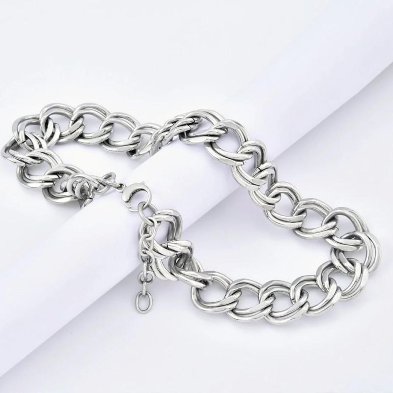 Funky Stainless Steel Silver Color Simple Wearing Accessories as Fashion Thick Necklace