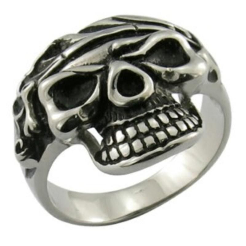 Mens Stainless Steel Large Skull Ring