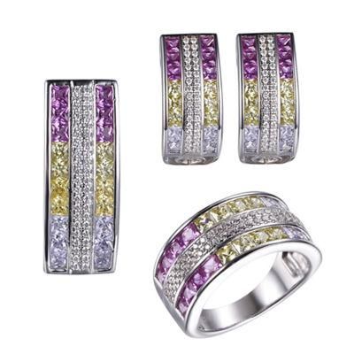 925 Silver or Brass Earring Pendant Ring Colored Rainbow Trendy Jewelry Sets