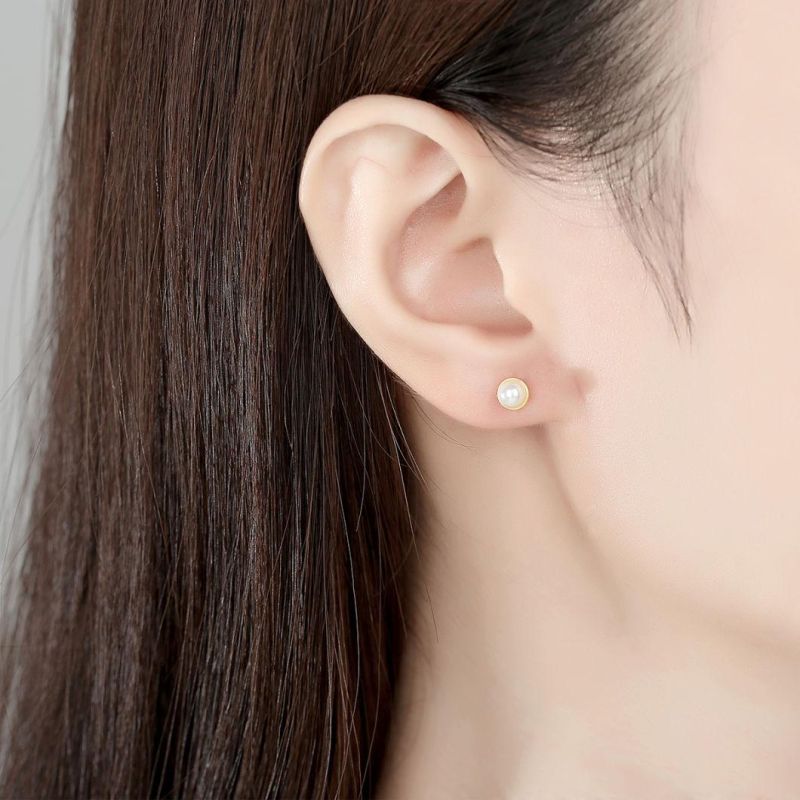 Eternal White Pearl CZ Ear Piercing Studs