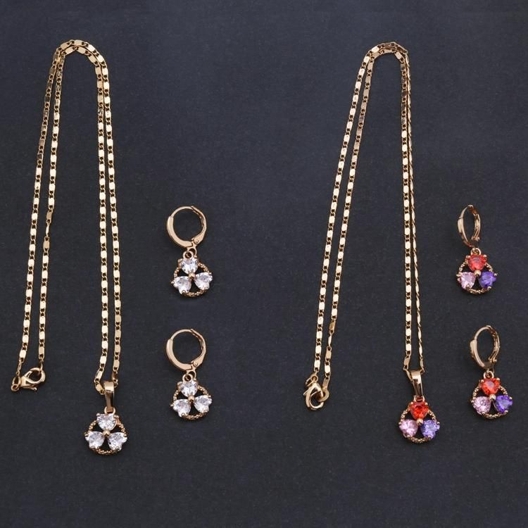 Costume Wholesale Fashion Imitation Charm Gold Silver Stainless Steel Jewelry with Earring Sets Pendant Necklace
