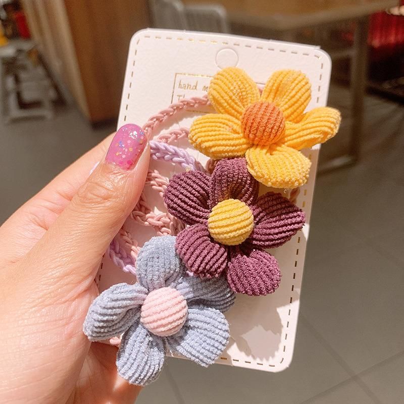 Fashion Hair Accessories Corduroy Flower Hair Rope Candy Coloured Hairband
