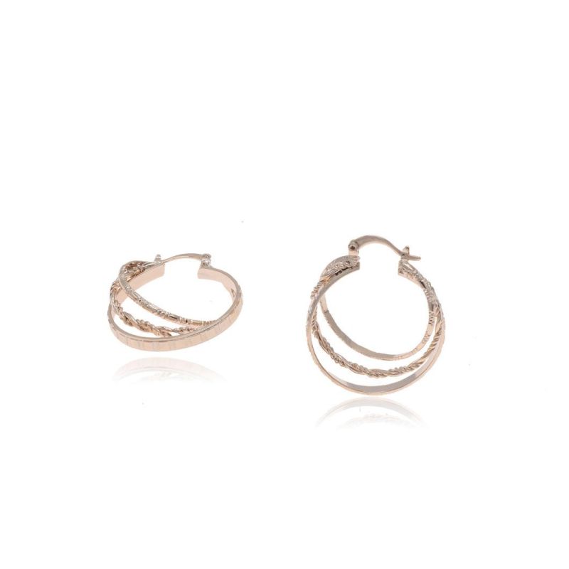 Brass Plated Jewelry Gold Circle Shaped Lady Fashion Earrings
