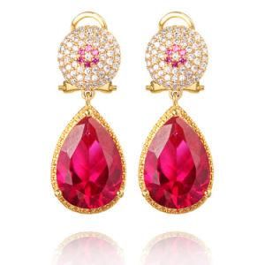 Hot Selling Fashion Gold Filled Dangle Stud Garnet Earring Jewelry
