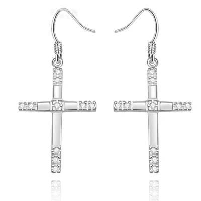 Classic Silver Plated Excellent Cross Eardrop Christian Product for ED-K-Lknspce518