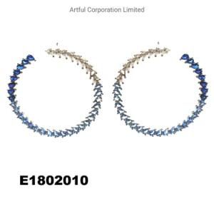 New Type Blue Gradual Rhodium Plating Silver Earring