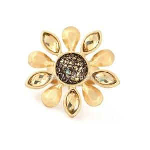 Fashion Gold Platedr Ring Diamond Flower Rings for Women Wedding Engagement Flower Jewelry