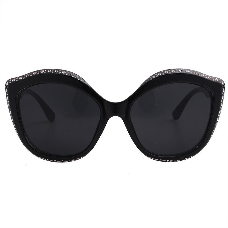 2020 Oversized Shape Black Fashion Sunglasses with Diamond
