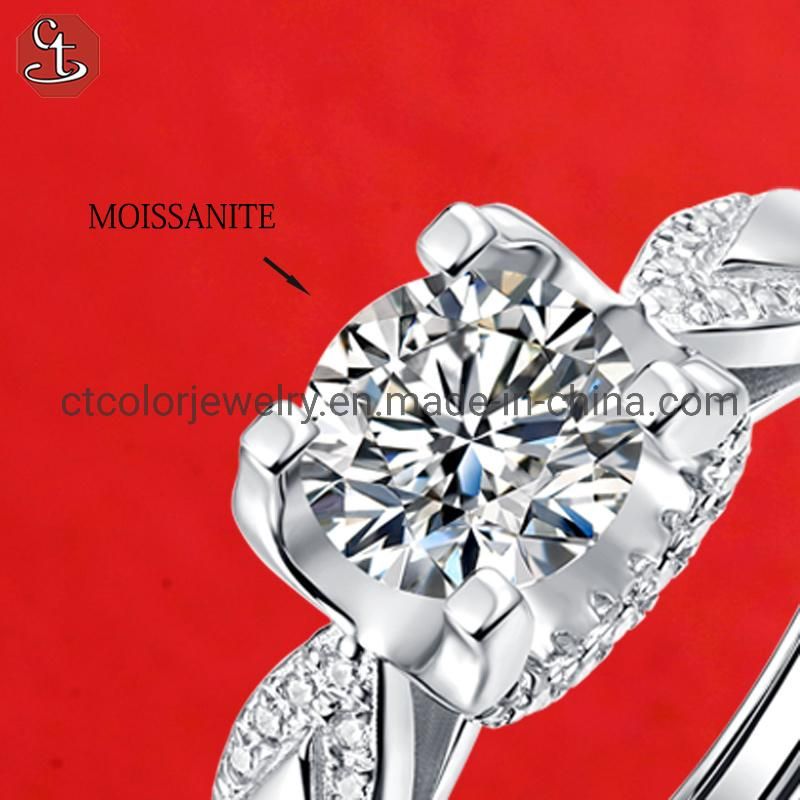 China Jewelry moissanite diamond rings Fashion Jewelry Sterling Silver Ring for women