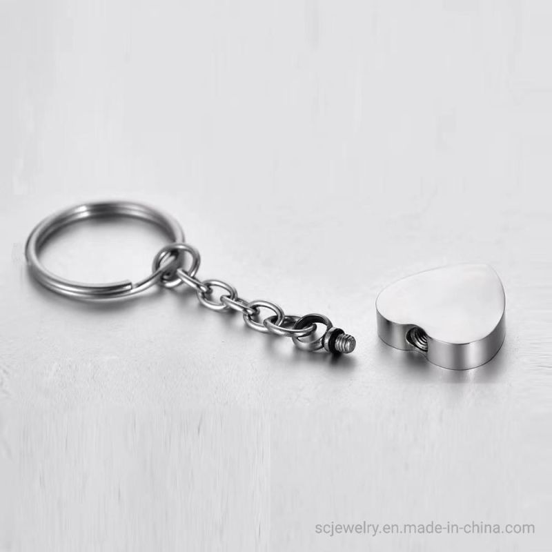 Engraving Heart Cremation Urn Keychain/Pendant Necklace for Ashes