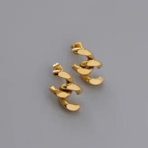 Personalized Stainless Steel Jewelry 18K Gold Plated Cuban Link Chain Earrings