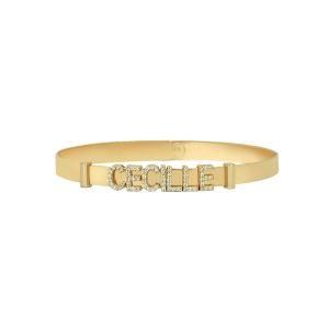 Alphabet Nameplate 14K Gold Plate Bling Arabic Slide Initial Letter Charms Pendant Jewelry Bracelet for Charms Initial Letter Bracelet