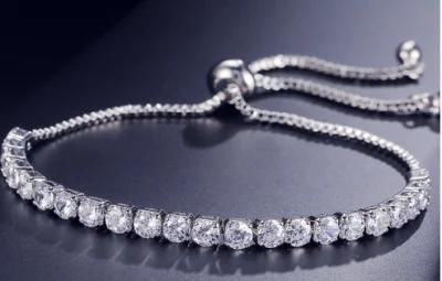 4mm Tennis CZ Cubic Zirconia Crystal Wedding Bridal Jewelry Bracelet for Women Lady Girls