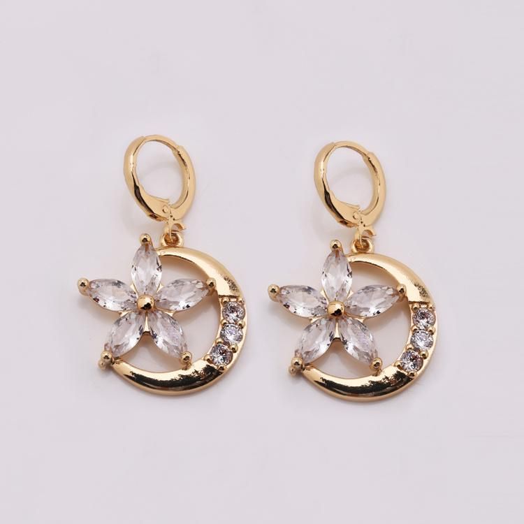 Fashion Wedding Design Long Rose Gold Zircon Women Jewelry Earrings