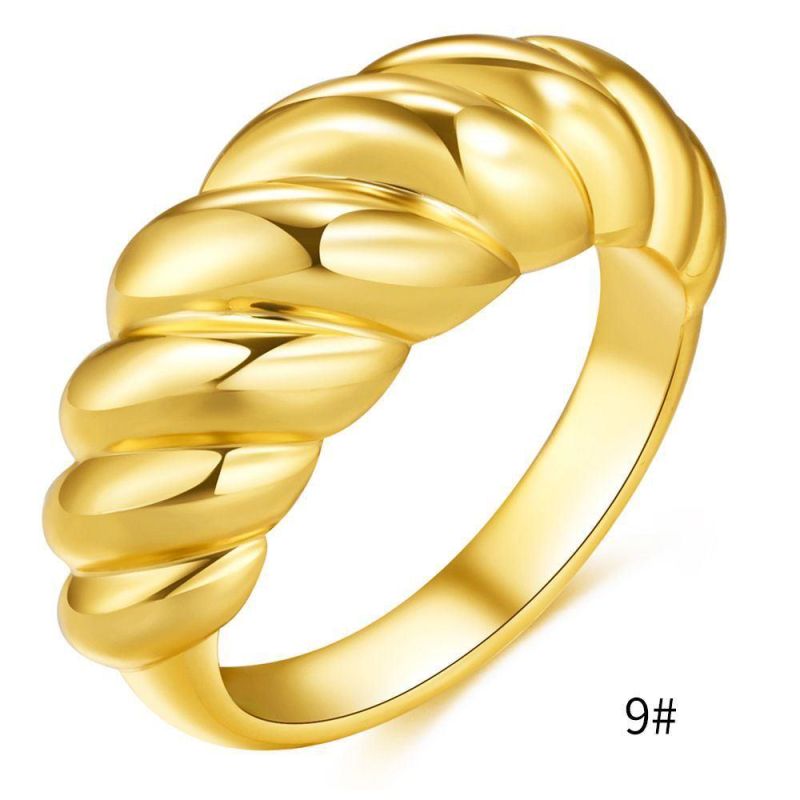 Fashion Screw Thread Real Gold Plated Twist Ring Jewelry