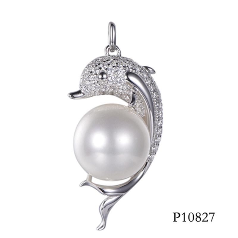 Lovely Dolphine with Pearl Fashion Silver Pendant