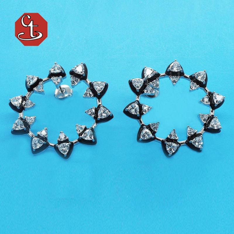 Hoop Earring Love Valentine Gift Heart Shape White Red Color Enamel Fashion Jewelry Silver Jewelry