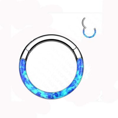 ASTM F136 Implant Grade Titanium Opal Hinged Piercing Jewelry Rings