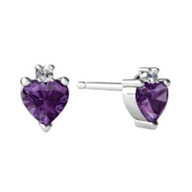 Stainless Steel Amethyst Earring Studs