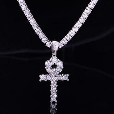 Bling Jewelry Hiphop Crystal Solitaire CZ Ankh Cross Pendant Jewelry