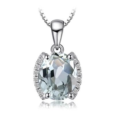 Green Amethyst Anniversary Wedding Engagement Pendant Classic 925 Sterling Silver Jewelry Oval Gemstone