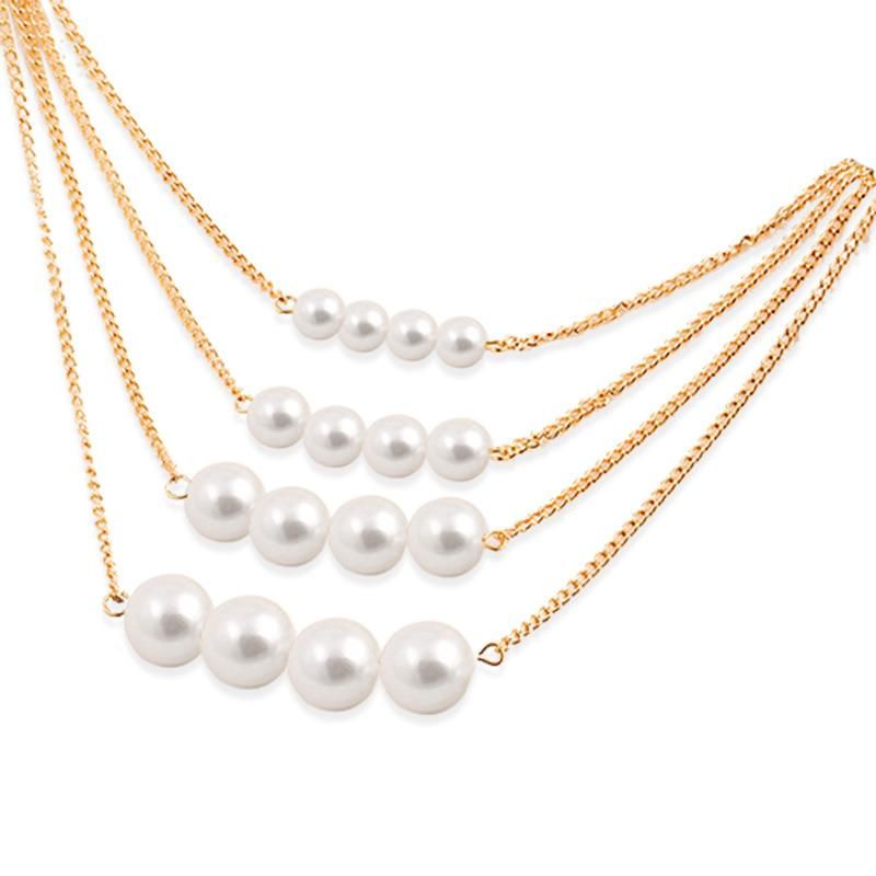 Wholesale Multi-Layer Artificial Pearl Necklace Temperament Jewelry Clavicle Chain Sweater Chain Jewelry