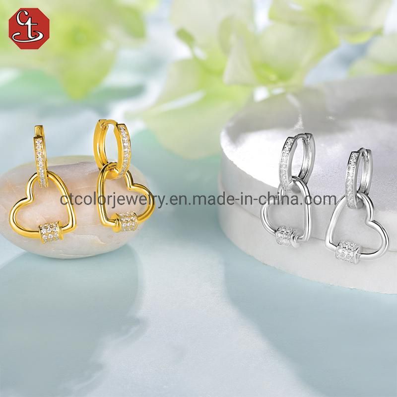 2022 Fashion Jewelry 925 Sterling Silver Heart White Rhodium earrings for Women