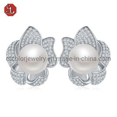 Costume jewelry 925 silver earrings wholesale factory price pearl earrings