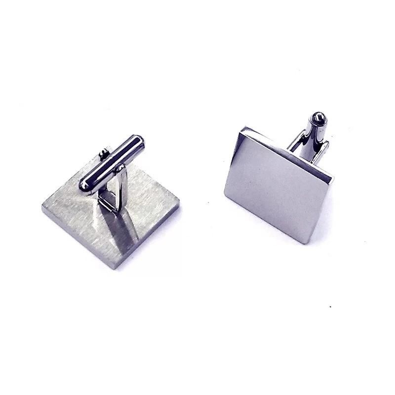 Matt Brushed Finished Square Shape Flat Men Jewelry Cufflink