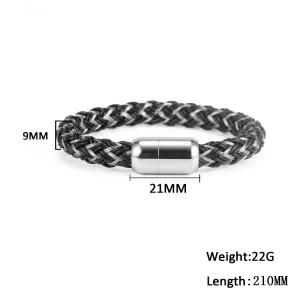 Fashion Desighn &#160; Stainless Steel Clasp Knitted Weave Leather Men Bracelet&#160;