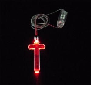 Cross Shape LED Flashing Necklace (QNK-102)