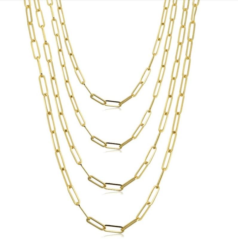 Fashion Accessories 18K Gold Plated Dainty Paperclip Link Chain Necklace for Handmade Jewelry