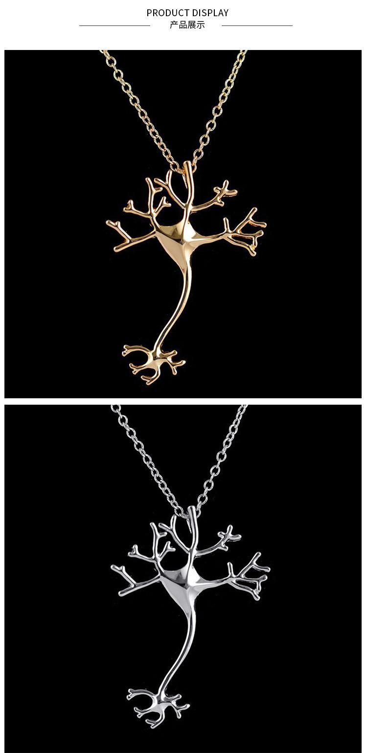 Fashion European American Silver Irregular Tree Pendant Necklace