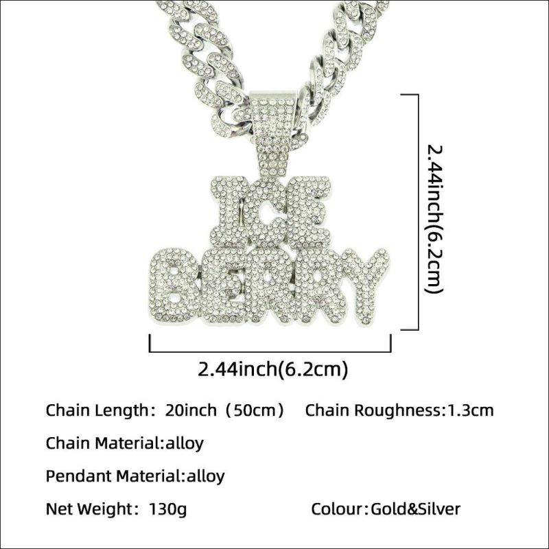 Hip Hop Splicing Full Diamond Letter Pendant Necklace