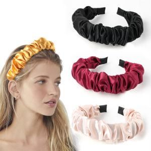2021 New Creative Shiny Satin Fabric Crinkle Cute Headband for Teenage Girls